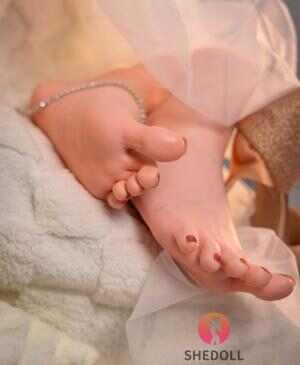 SHEDOLL Silicone Foot Model (Nail Art Ver.) | 1:1 Lifesize with Poseable Toe Bones | Medical-grade Realistic Feet for Photography/Education